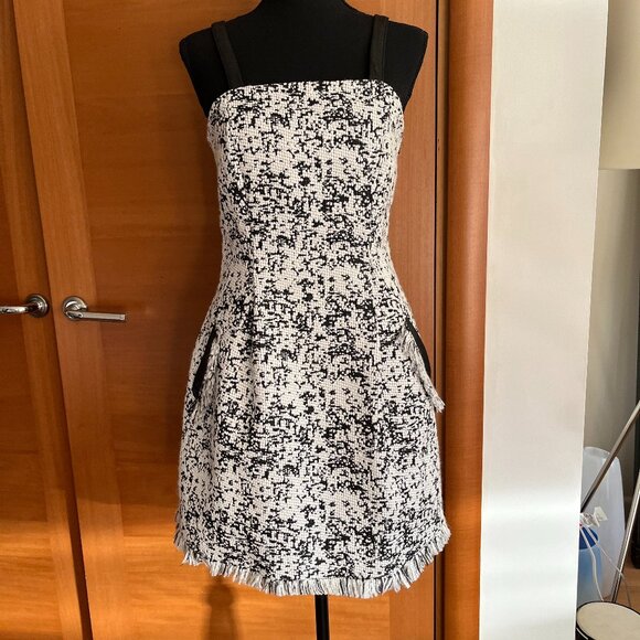 ALEXIS Black and Ivory Tweed Fringe Dress NWT, Size S - Picture 1 of 5